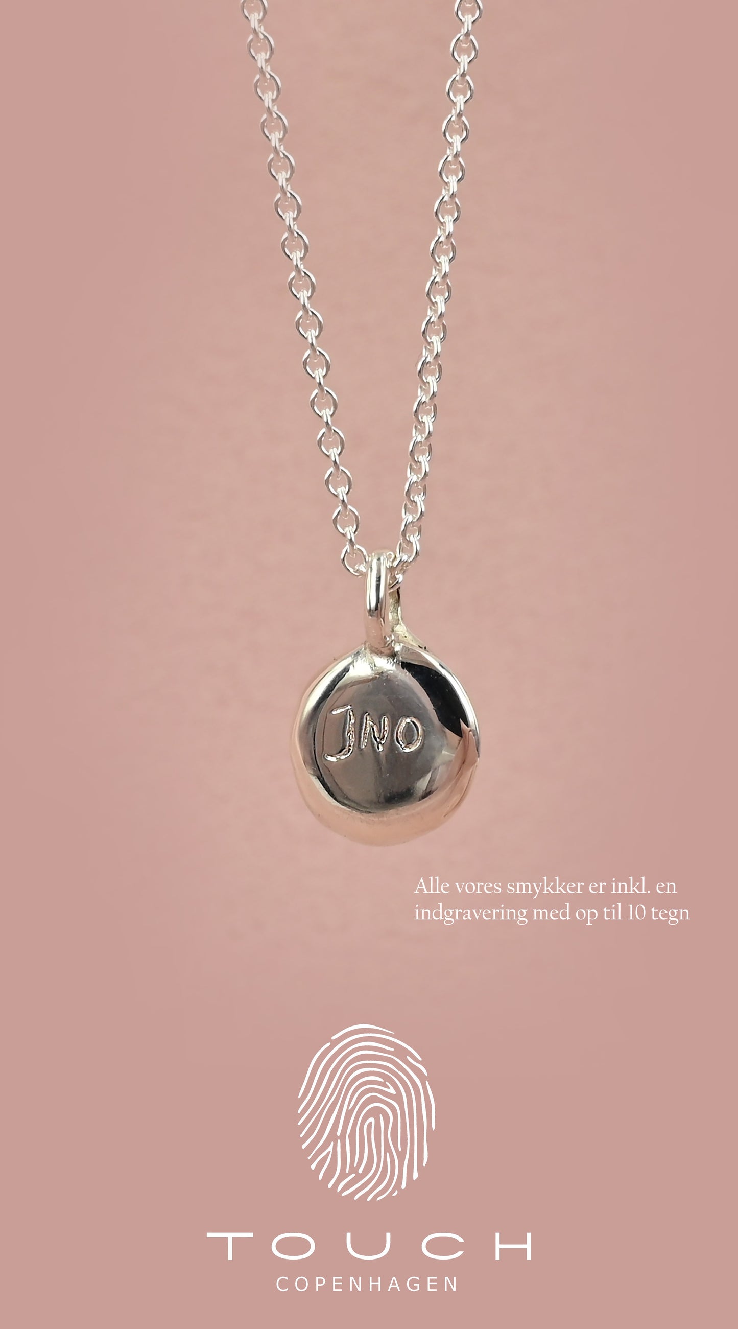 indgravering af halskæde i sølv fra touch copenhagen