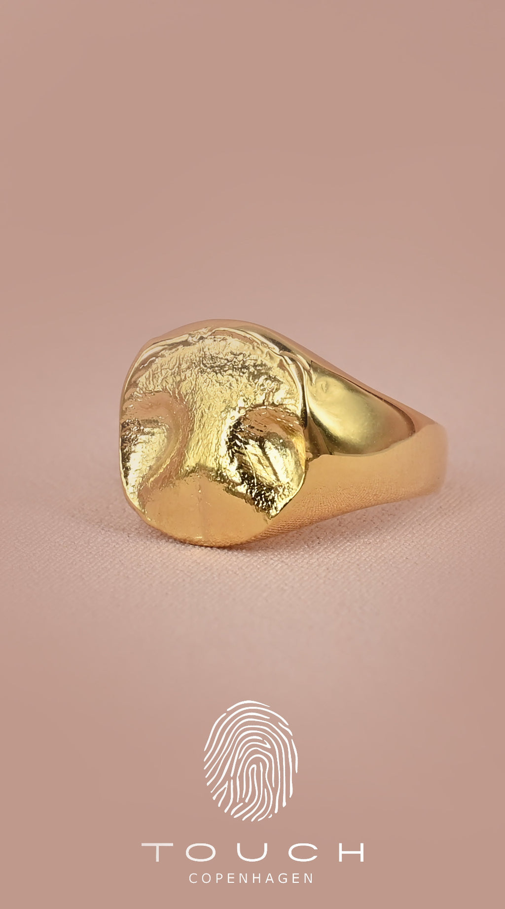 Darwin - Forgyldt sølvring med aftryk af hunde snude fra touch copenhagen